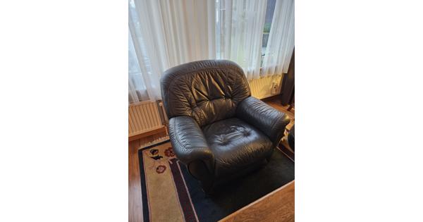 Echt lederen hoekbank met fauteuil