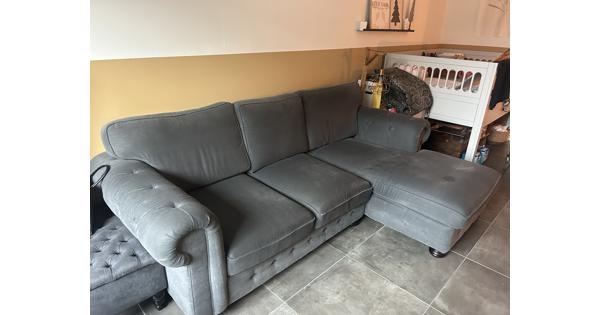 3-zitsbank met longchair antraciet