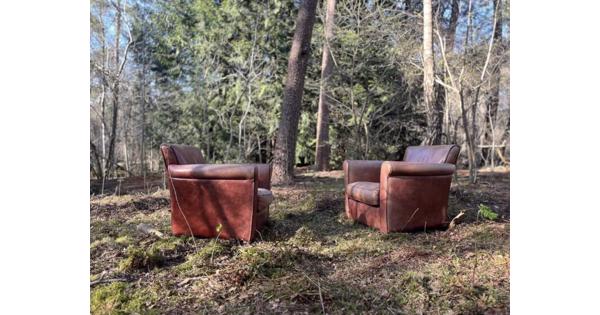 2 Leren fauteuils
