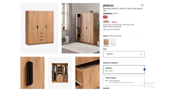 Wardrobe Jysk 144x176 3 doors