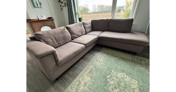 Gratis ruime hoekbank 5-6 personen grijs/taupe