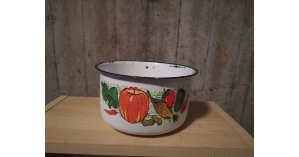 Emaille bakje/potje met opdruk