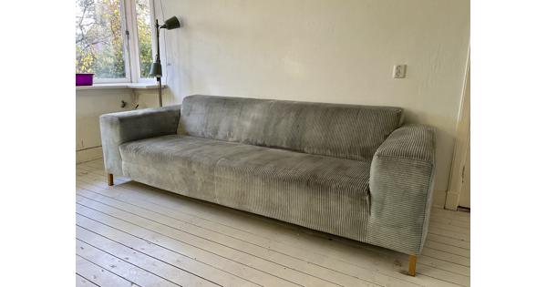 Grijs/blauwe stoffen 3 zits bank