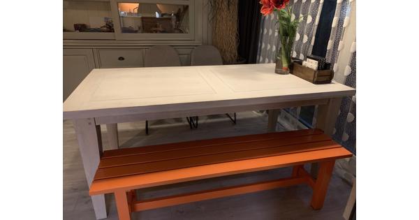 Houten oranje Eettafelbank ikea