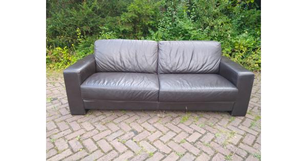 Bruinleren bank, 210cm
