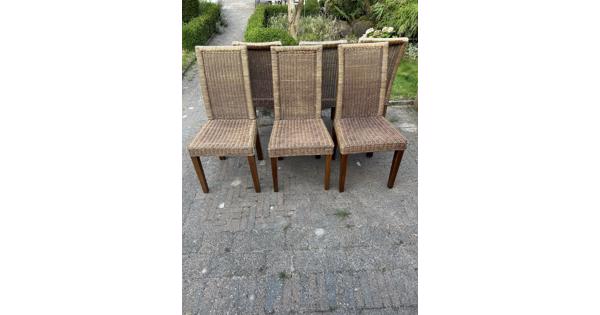 Eethoek stoelen van riet voor binnen 6 stuks