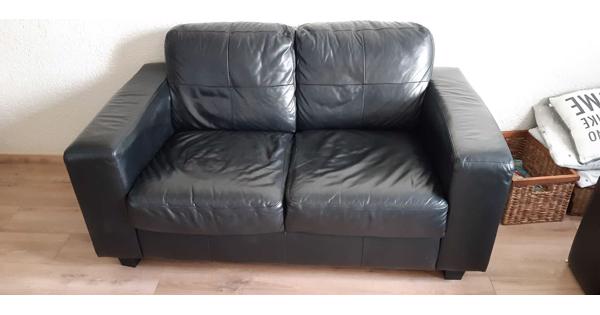 Zwarte leren 2 zits bank