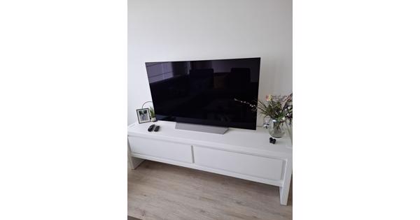 Witte massief houten (tv) dressoir met 2 lades