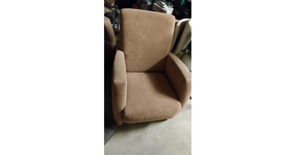 2 stoelen, bruin, stof, 1 persoons