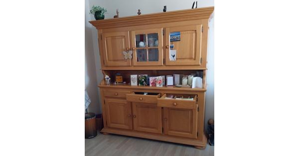 massief eiken dressoir met bovenkast