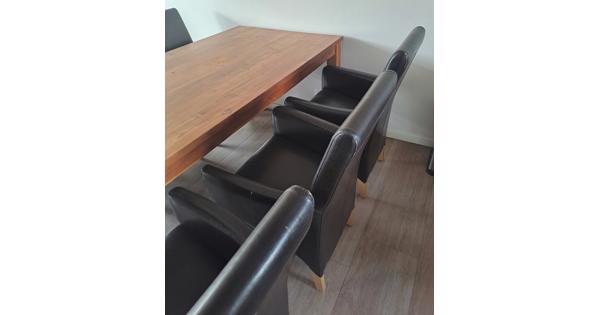 6 eetkamerstoelen (bruin leer)
