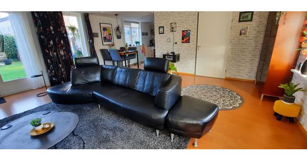 Zwart leder bank 3 zits