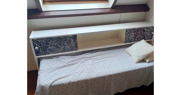 Bedbank, wit en marmer dessin 190cm