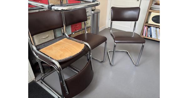 4x vintage buisframe slede stoel