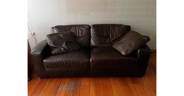 Lederen Bank met poef