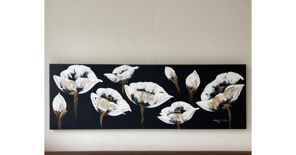 Schilderij bloemen breed