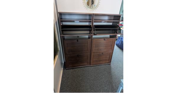 2 Donkerbruine IKEA schoenenkasten
