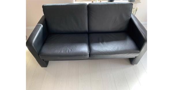Zwarte leren 2 zitsbank