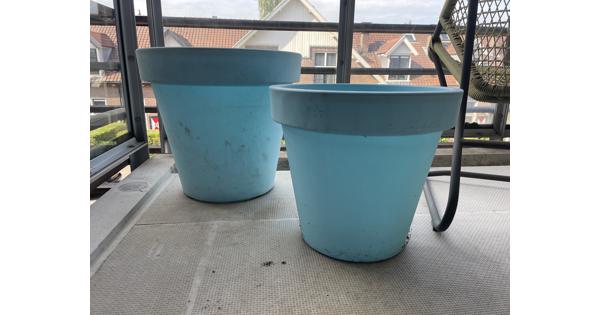 Bloempotten - plastic - blauw