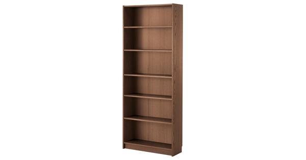 Twee Ikea Billy boekenkasten, donkerbruin fineer