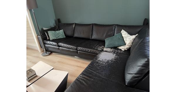 Ecoleren hoekbank (leer beschadigd door kat)