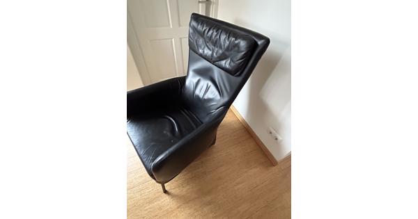 Zwart, leren fauteuil