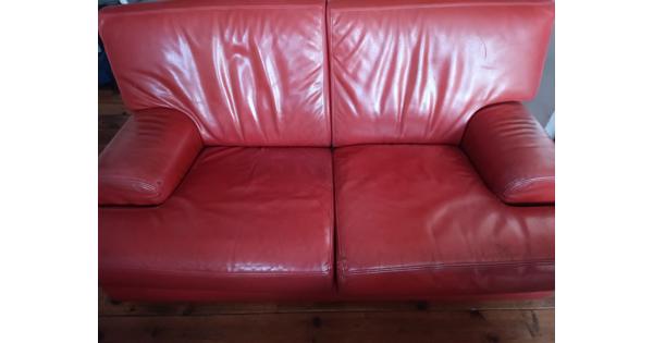 Leren 2 zitsbank rood