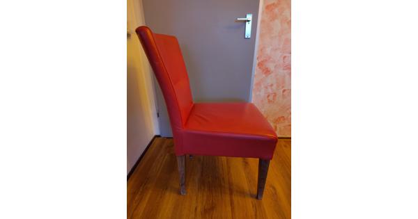 3 rode leren eetkamerstoelen 