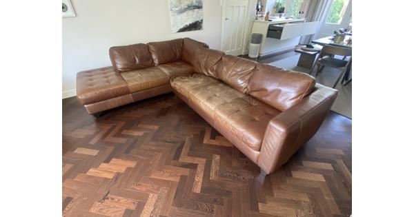 Bruin leren grote hoekbank