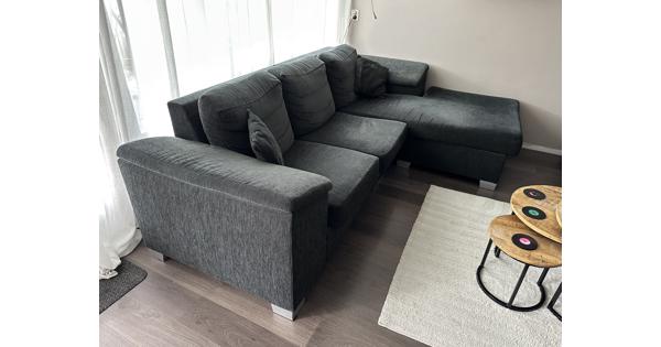 3-zitsbank met chaise longue - antraciet