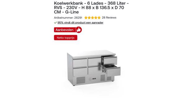 6 deurs Koelwerkbank
