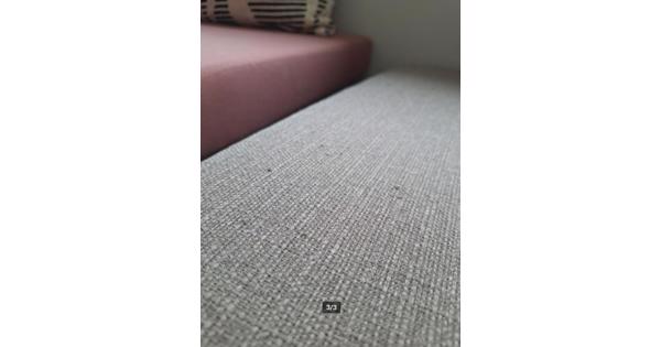 Hocker / Voetenbank Beige met Houten Poten