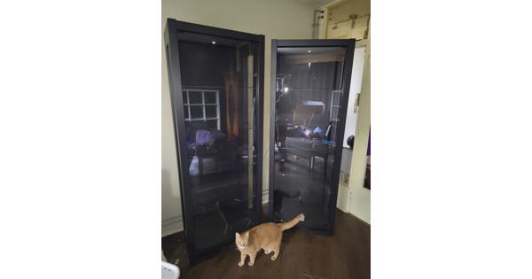 Wengé vitrinekasten Karel mijntjes 2 meter hoog 70 breed 45 diep