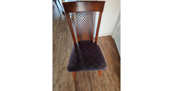 Hoge eetkamer stoelen stof en hout blauw (4 stuks)