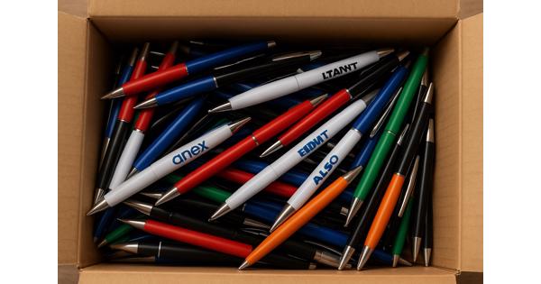 Pennen met opschrift 