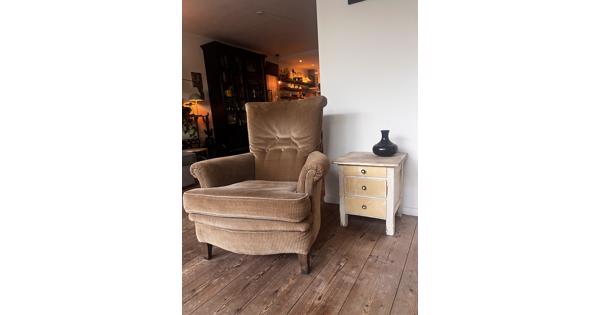  Vintage fauteuil oker rib goede staat