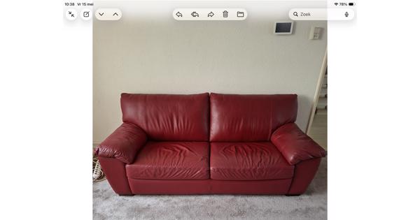 Rood leren Comfortabele 3 persoons bank
