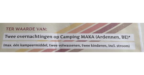 2 overnachtingen met eigen kampeermiddel