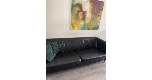 Zwart leren bank, 2,5 zits