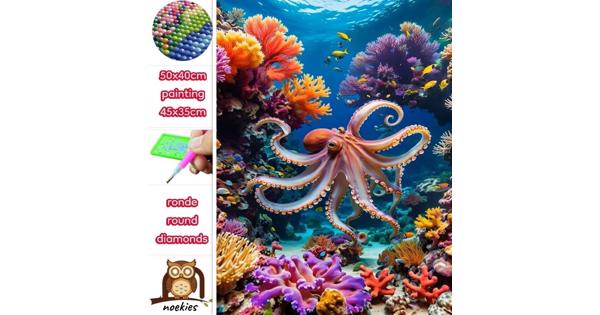 50x40cm Diamond Painting octopus (rond) nr 81