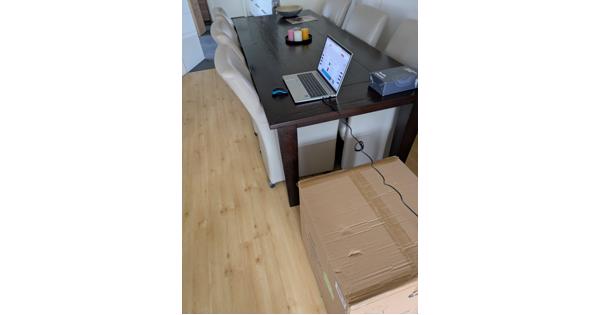 Massiek eiken eethoek met 6 stoelen