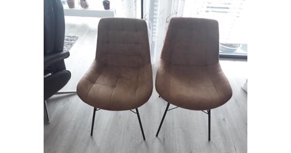 Cognac kleurige eetkamerstoelen van Nubuck