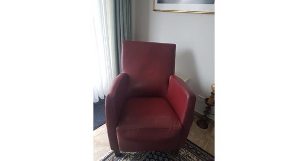 2 rode lederen fauteuils 