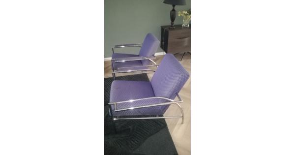 2 lage fauteuils - rvs/stof