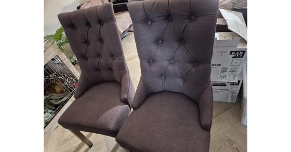 4 bruine, stoffen eettafelstoelen