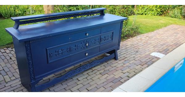 blauwe dressoir kast