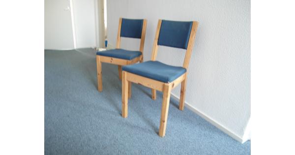 2 houten stoelen voor eethoek, stoffen rug en zitting