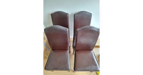 4 bruin leren eetkamerstoelen