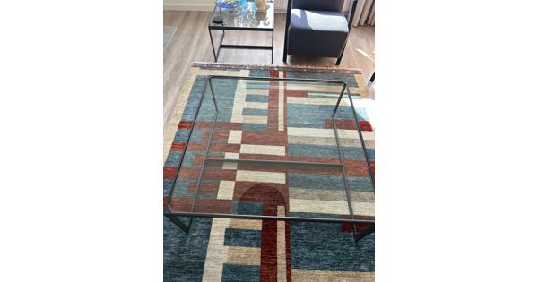 Glazen salontafel - antraciet kleurig stalen frame