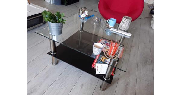 Vierkante glazen salontafel, 80x80cm